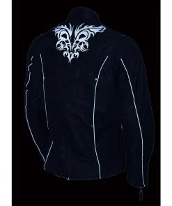 Motorcycle Jackets Milwaukee Leather SH2366 Ladies'Reflective Tribal' Black Armored Textile Jacket