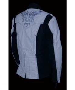 Milwaukee Leather SH2366 Ladies'Reflective Tribal' Black And Cream Armored Textile Jacket Motorcycle Jackets