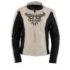 Milwaukee Leather SH2366 Ladies'Reflective Tribal' Black And Cream Armored Textile Jacket Motorcycle Jackets
