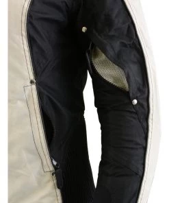 Milwaukee Leather SH2366 Ladies'Reflective Tribal' Black And Cream Armored Textile Jacket Motorcycle Jackets