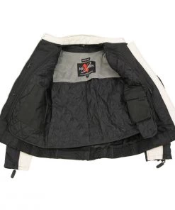 Milwaukee Leather SH2366 Ladies'Reflective Tribal' Black And Cream Armored Textile Jacket Motorcycle Jackets