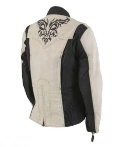 Milwaukee Leather SH2366 Ladies'Reflective Tribal' Black And Cream Armored Textile Jacket Motorcycle Jackets