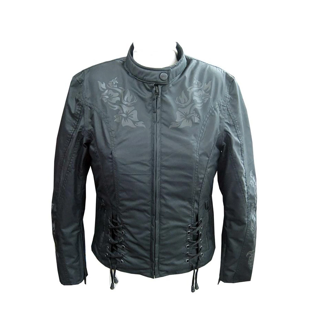 Motorcycle Jackets NexGen SH2368 Ladies Black Textile Jacket With Embroidery Artwork