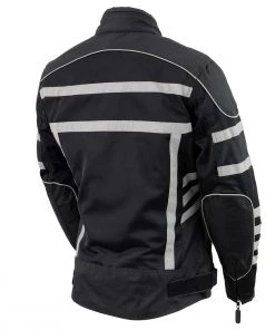 Motorcycle Jackets NexGen SH2376 Ladies Black And Grey Nylon With Mesh Armored Racer Jacket With Built In Rain Jacket