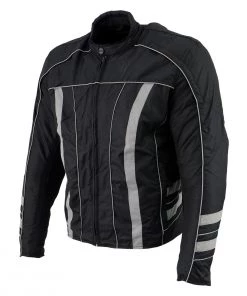 NexGen Men's SH2389 Black And Grey Armored Racer Jacket Motorcycle Jackets