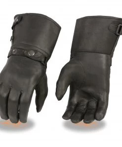 Riding Gear Milwaukee Leather SH264 Men's Black Leather Thermal Lined Gauntlet Gloves