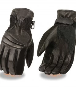 Xelement XG296 Men's Black Summer Leather And Mesh Racing Gloves Riding Gear