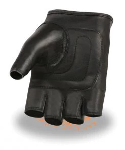 Milwaukee Leather SH353 Men's'Skull And Bones' Black Leather Fingerless Gloves Riding Gear