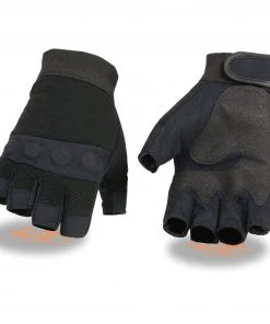 Milwaukee Leather SH44610 Men's Black Textile Fingerless Mechanics Gloves With Amara Bottom Riding Gear