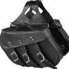 Riding Gear Xelement X-551-01ZB Zip Off Solid Black PVC Three Strap Motorcycle Saddlebags