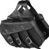 Riding Gear Milwaukee Leather SH55103ZB Zip Off Black Plain PVC Three Strap Motorcycle Saddlebags