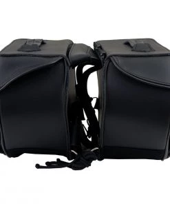 Riding Gear Milwaukee Leather SH55103ZB Zip Off Black Plain PVC Three Strap Motorcycle Saddlebags