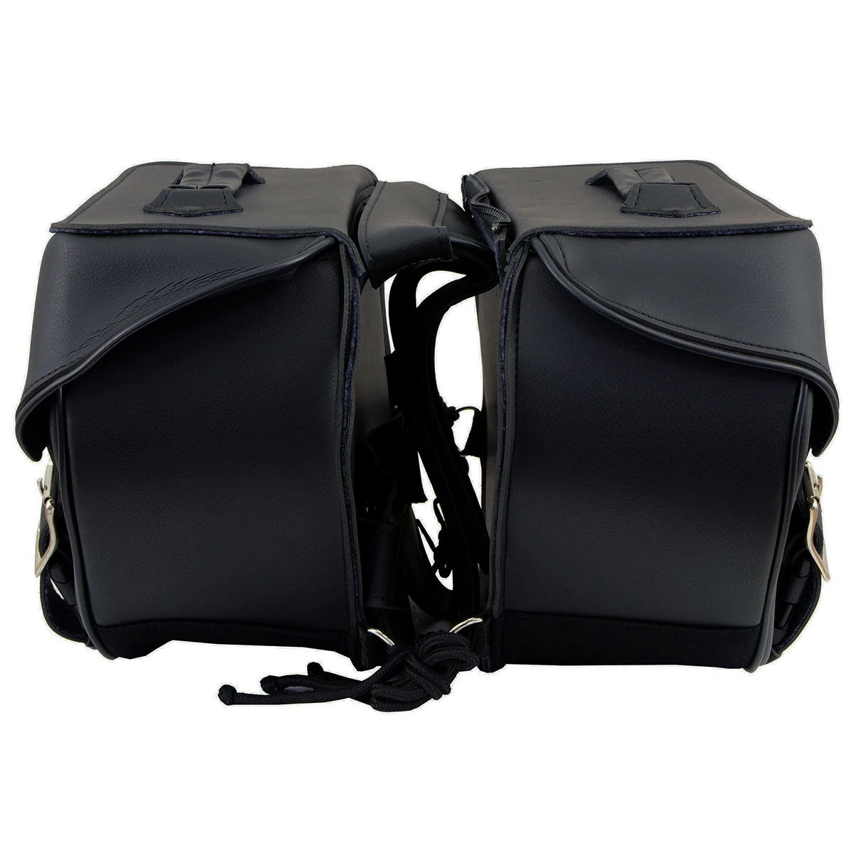 Riding Gear Milwaukee Leather SH55103ZB Zip Off Black Plain PVC Three Strap Motorcycle Saddlebags