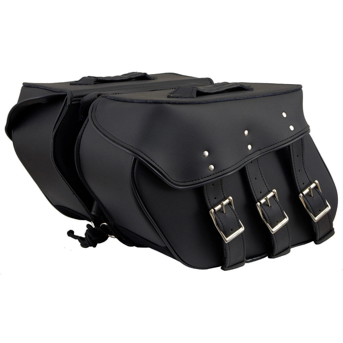 Riding Gear Milwaukee Leather SH55103ZB Zip Off Black Plain PVC Three Strap Motorcycle Saddlebags