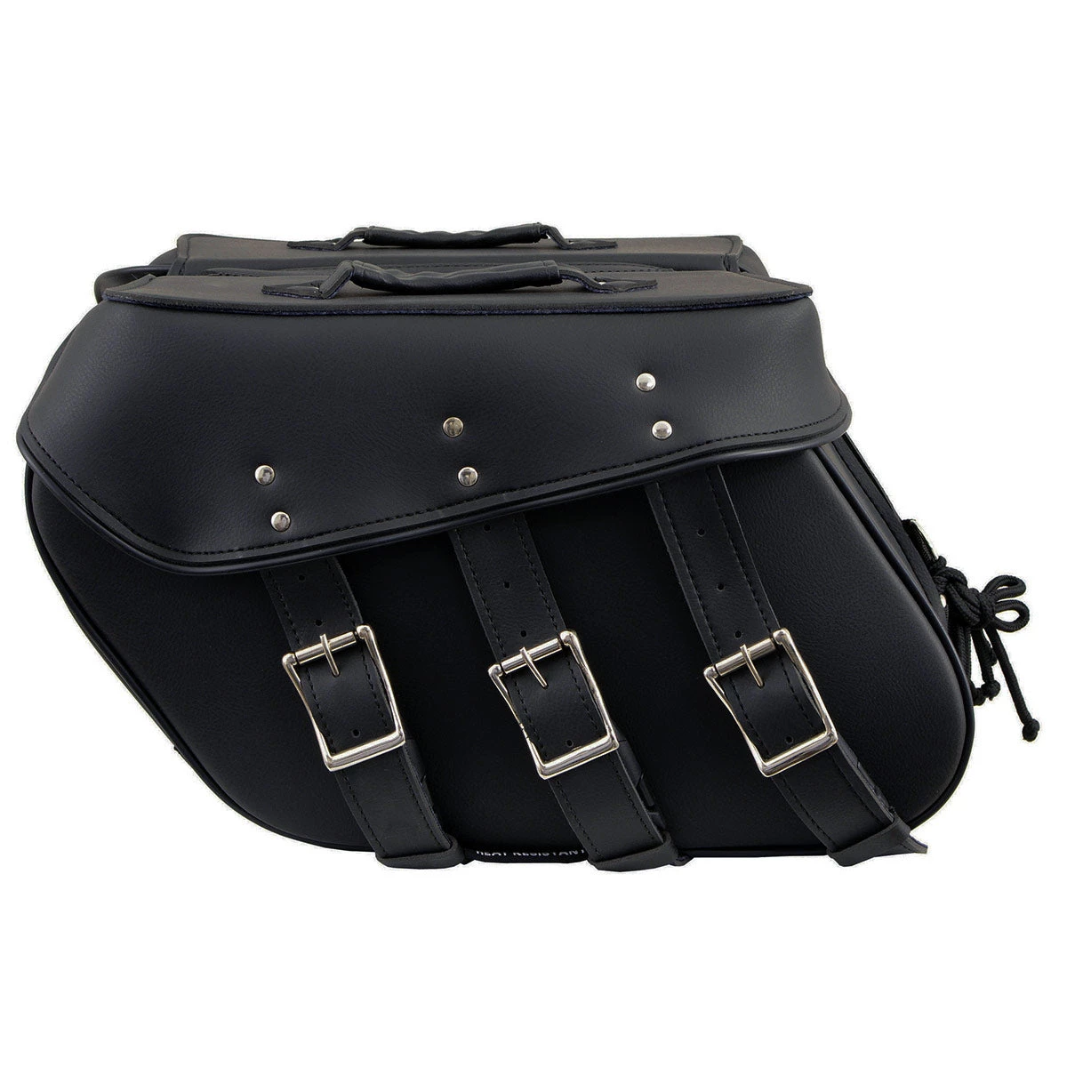 Riding Gear Milwaukee Leather SH55103ZB Zip Off Black Plain PVC Three Strap Motorcycle Saddlebags