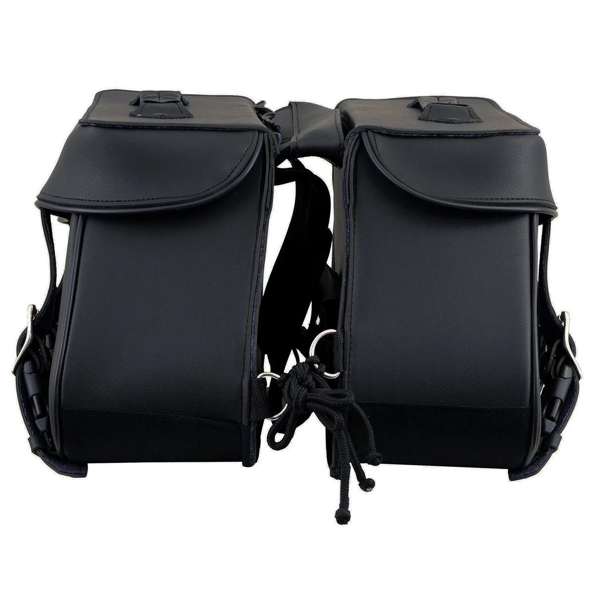 Riding Gear Milwaukee Leather SH55103ZB Zip Off Black Plain PVC Three Strap Motorcycle Saddlebags