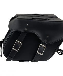 Riding Gear Milwaukee Leather SH55201ZB Black Large PVC Zip-Off Throwover Motorcycle Saddlebags
