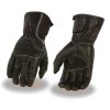 Milwaukee Leather SH607 Men's Black Leather Thermal Lined Padded Back Racing Gloves With Reflective Piping