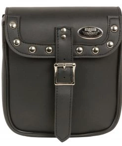 Milwaukee Leather SH628 Black Small Studded PVC Sissy Bar Motorcycle Bag