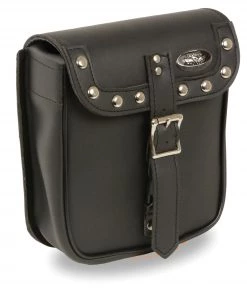 Milwaukee Leather SH628 Black Small Studded PVC Sissy Bar Motorcycle Bag