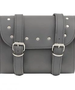 Riding Gear Milwaukee Leather SH63601 Black PVC Double Buckle Studded Motorcycle Tool Bag