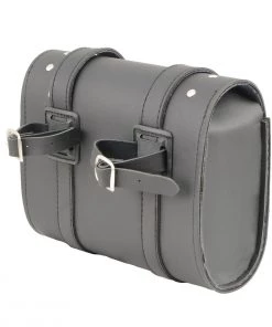Riding Gear Milwaukee Leather SH63601 Black PVC Double Buckle Studded Motorcycle Tool Bag