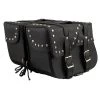 Milwaukee Leather SH645ZB Black 2-Strap PVC Zip Off Throw Over Motorcycle Saddlebags With Chrome Studs Riding Gear