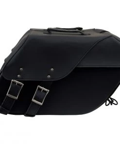 Milwaukee Leather SH669ZB Large Black Two Straps PVC Zip Off Throw Over Motorcycle Saddlebags