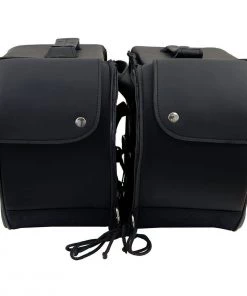 Milwaukee Leather SH669ZB Large Black Two Straps PVC Zip Off Throw Over Motorcycle Saddlebags