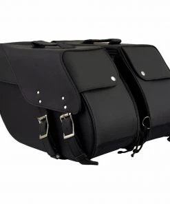 Milwaukee Leather SH669ZB Large Black Two Straps PVC Zip Off Throw Over Motorcycle Saddlebags