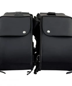 Milwaukee Leather SH669ZB Large Black Two Straps PVC Zip Off Throw Over Motorcycle Saddlebags