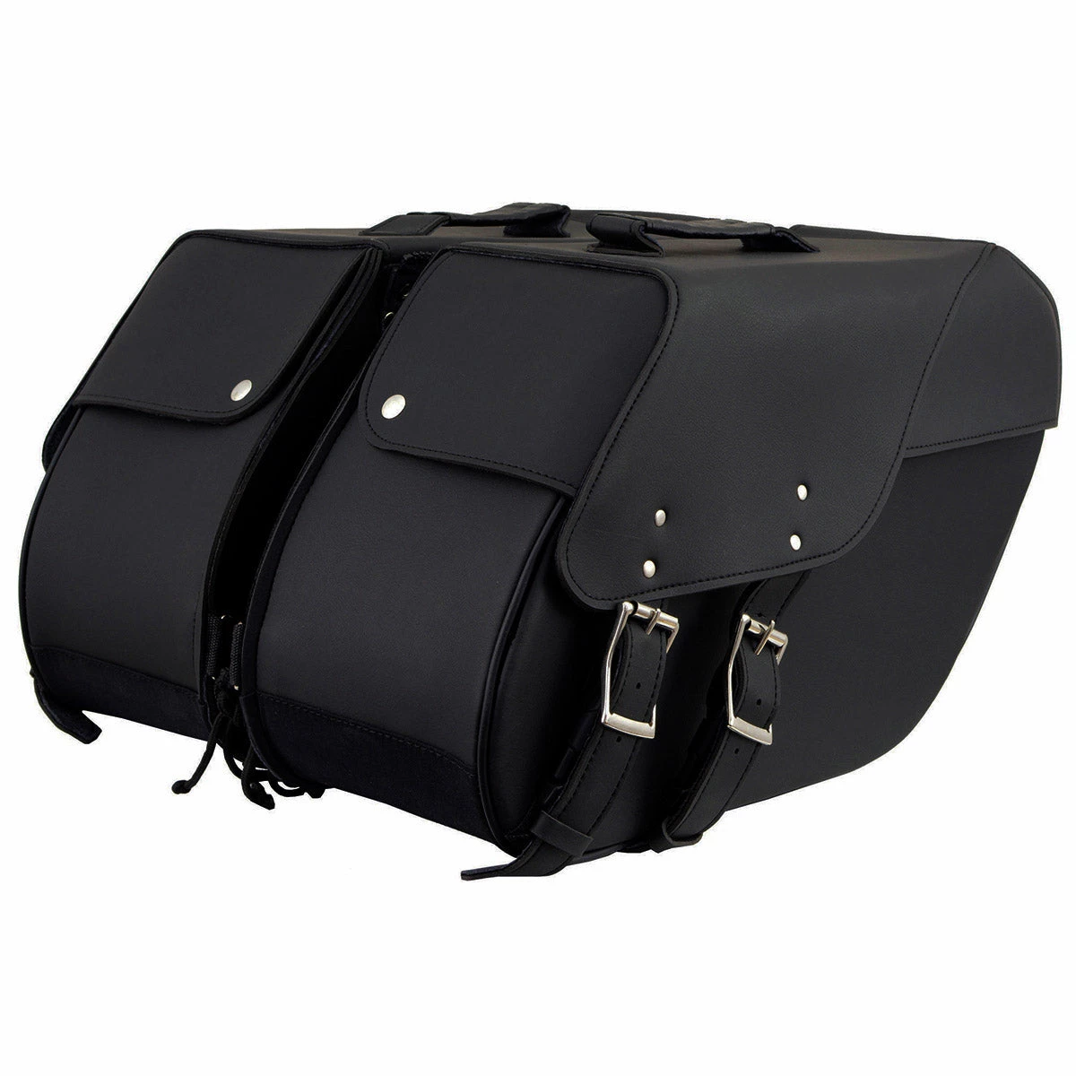 Riding Gear Xelement XH669ZB Large Black Two Straps PVC Zip Off Throw Over Motorcycle Saddlebags