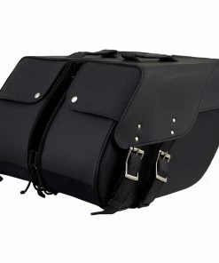 Milwaukee Leather SH669ZB Large Black Two Straps PVC Zip Off Throw Over Motorcycle Saddlebags