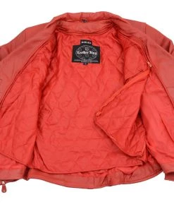 Milwaukee Leather Leather King SH7013 Ladies'Braided' Red Leather Jacket