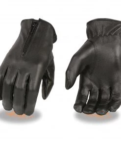 Milwaukee Leather SH722 Ladies Black Unlined Leather Gloves With Zipper Closure