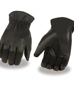 Milwaukee Leather SH734 Men's Black Leather Thermal Lined Gloves With Cinch Wrist