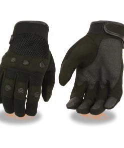Milwaukee Leather SH761 Men's Black Padded Knuckle Mechanics Gloves With Amara Palm