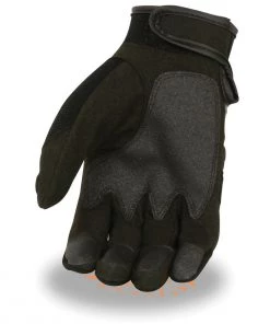 Milwaukee Leather SH761 Men's Black Padded Knuckle Mechanics Gloves With Amara Palm