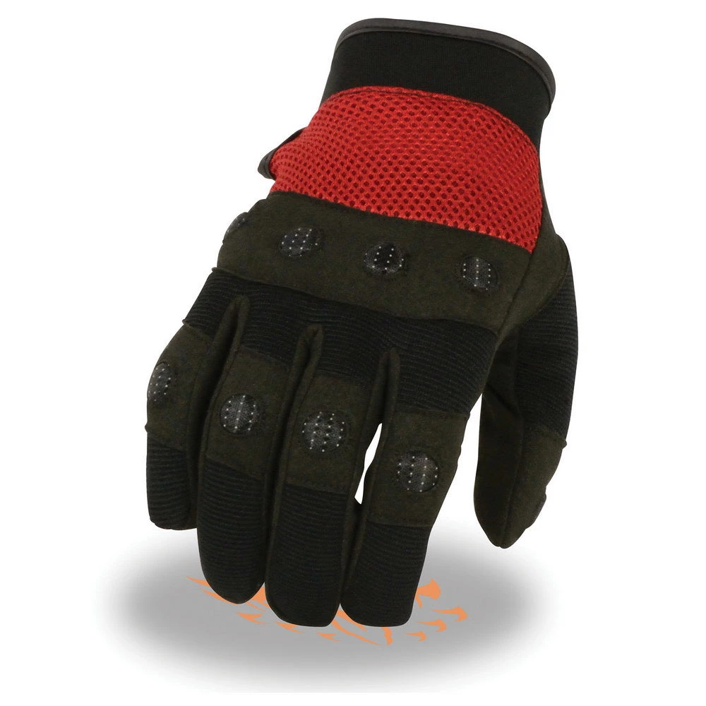 Milwaukee Leather SH76102 Men's Black And Red Textile Motorcycle Gloves