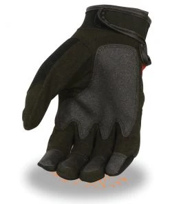 Milwaukee Leather SH76102 Men's Black And Red Textile Motorcycle Gloves