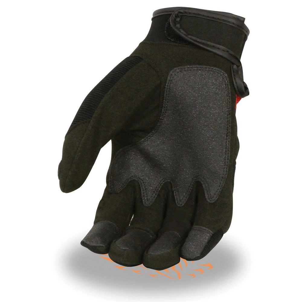 Milwaukee Leather SH76102 Men's Black And Red Textile Motorcycle Gloves