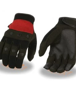 Milwaukee Leather SH76102 Men's Black And Red Textile Motorcycle Gloves