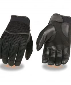 Riding Gear Milwaukee Leather SH791 Men's Black Mesh And Leather Racing Gloves With Leather Palm