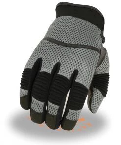 Riding Gear Xelement XG791 Men's Black And Grey Mesh And Leather Racing Gloves