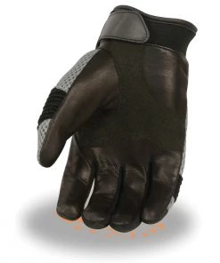 Riding Gear Xelement XG791 Men's Black And Grey Mesh And Leather Racing Gloves