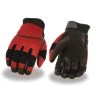 Riding Gear Milwaukee Leather SH791 Men's Black And Red Mesh And Leather Racing Gloves