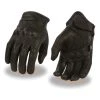 Riding Gear Milwaukee Leather SH810 Men's Black Perforated Leather Gloves With Knuckle Protection