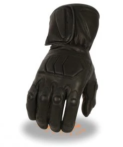 Riding Gear Milwaukee Leather SH813 Men's Black Leather Waterproof Gauntlet Gloves With Padded Panels