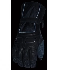 Riding Gear Milwaukee Leather SH814 Men's Black Waterproof Leather And Textile Gauntlet Gloves