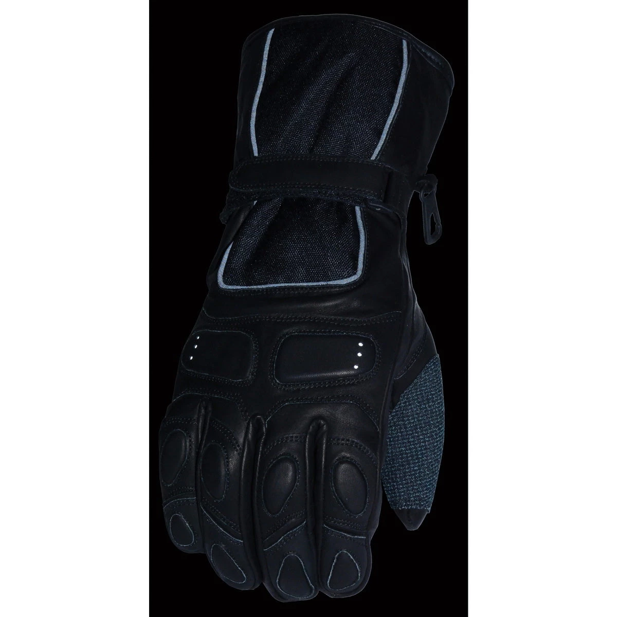 Riding Gear Milwaukee Leather SH814 Men's Black Waterproof Leather And Textile Gauntlet Gloves